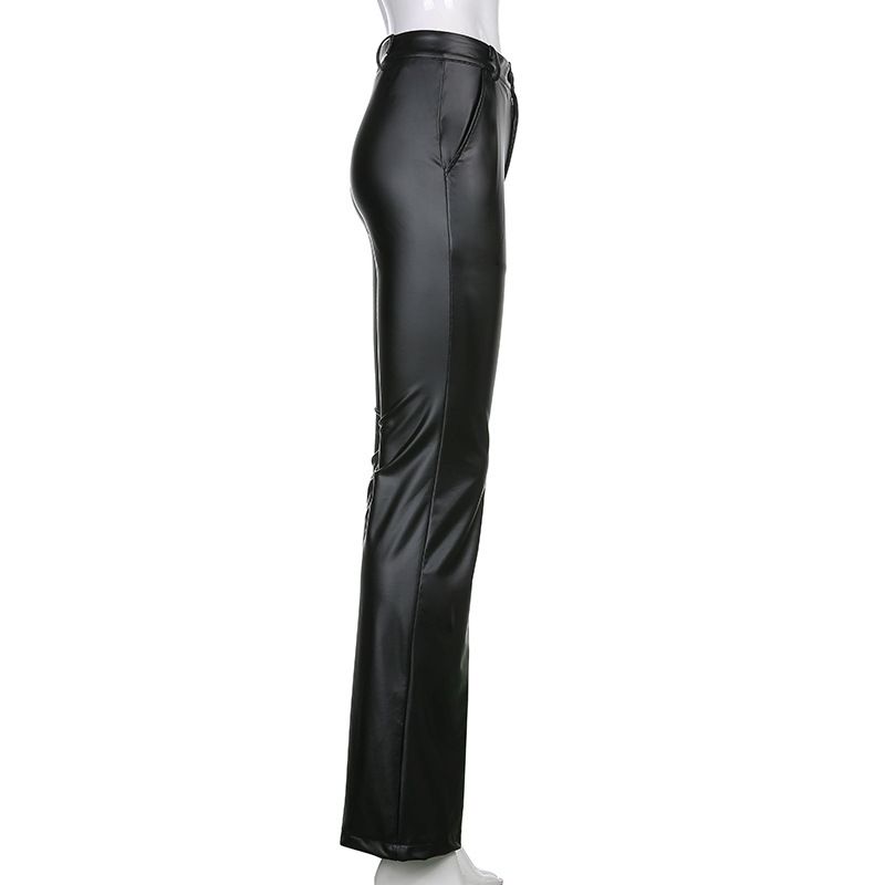 Leather New PU Flared Long Pants Women's Trousers Available_voghion.com