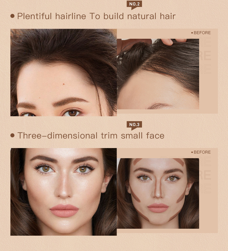Double Ended Eyebrow Powder, Non Smudging, Three-dimensional Eyebrow Dye Contouring Hairline Shadow Powder_voghion.com