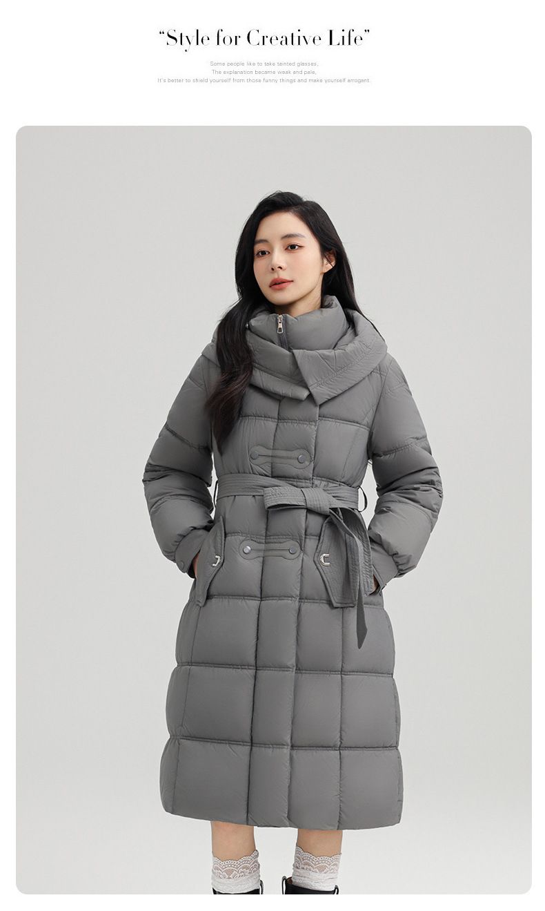 Langer Puffermantel mit Kapuze für Damen in Übergröße – Slim Fit Winterjacke mit Gürtel (M-XXXL) | Stylisch & Warm_voghion.com