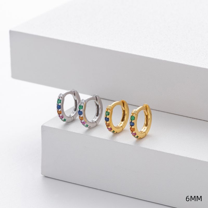 Orecchini a perno da donna in argento sterling S925 con zirconi colorati, orecchini a cerchio classici per cartilagine, design ipoallergenico ed elegante_voghion.com