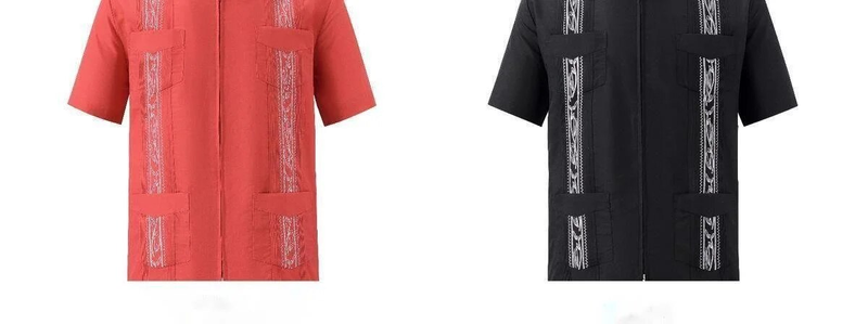 Camicia Guayabella a quattro tasche con cerniera, camicia pull-up da uomo a maniche corte_voghion.com