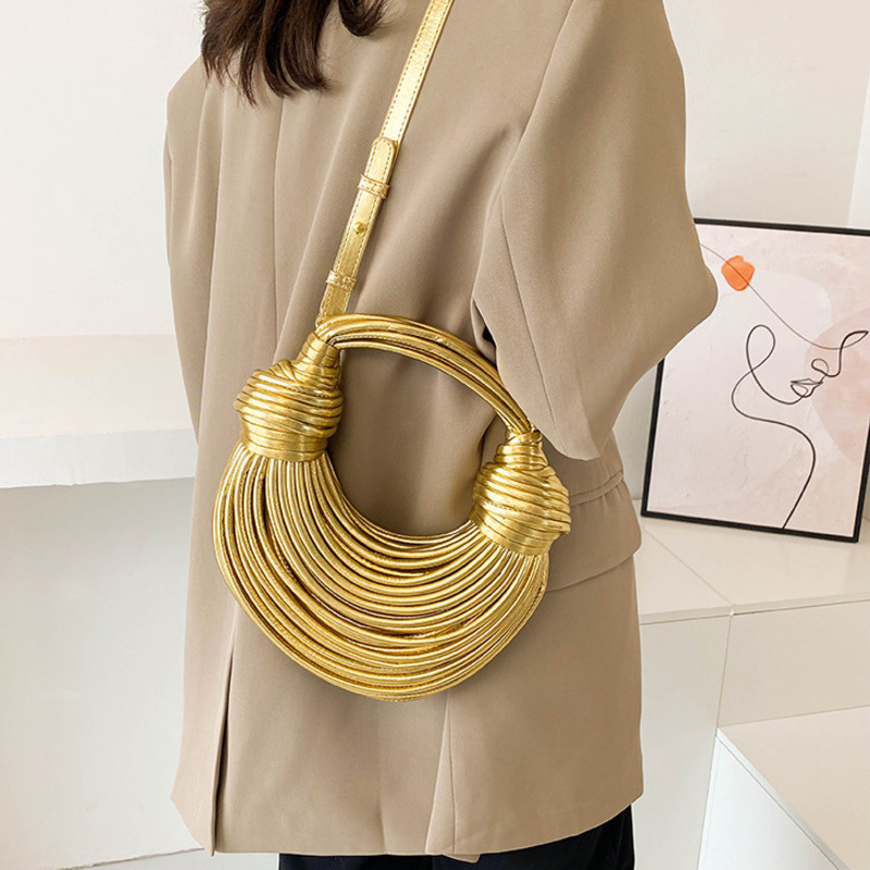 Bolsas para mulheres 2023 novo designer de ouro marca artesanal sacos macarrão corda atada puxado hobo sier noite embreagem chique_voghion.com