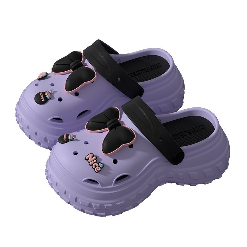 Dopamin-Blumenlochschuhe für Frauen, getragen mit dicken Sohlen, um das Gefühl des Tretens auf Kot zu erhöhen und zu verhindern_voghion.com