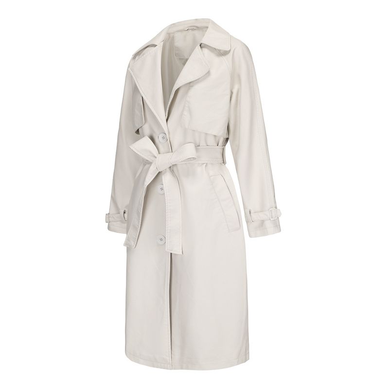 Trench lungo e largo in PU, classico oversize, con colletto rovesciato, da donna, in pelle, primavera e autunno_voghion.com