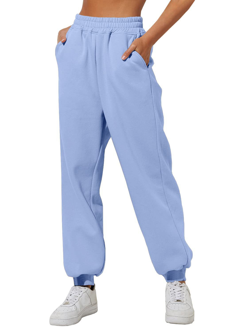Pantaloni casual sportivi in tinta unita da donna con gambe larghe_voghion.com