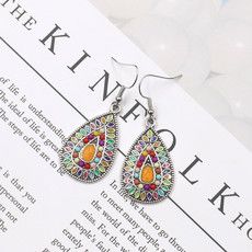 Bohemian fashion round pendant earrings trend drop oil earrings personality cross-border exaggerated jewelry_voghion.com