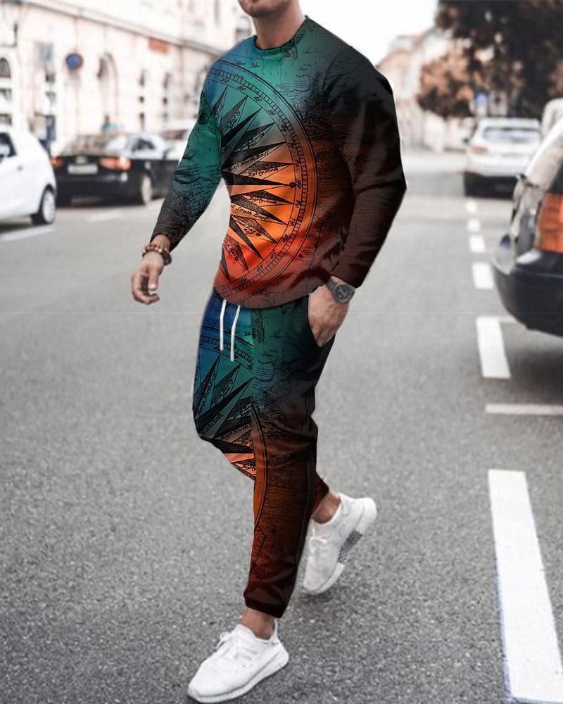 3D-bedrucktes Pullover-Set für Paare im Frühling und Herbst, personalisiertes Reise- und Sport-Set für Herren, Hip-Hop-Hose für Herren, Klassenuniform, Flut_voghion.com