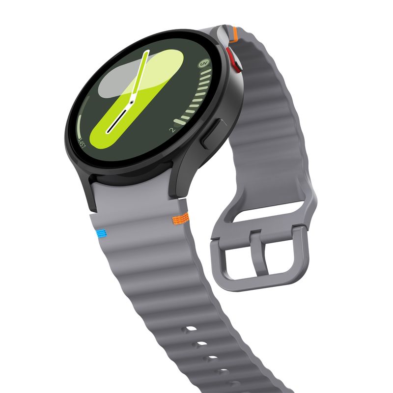 Samsung Galaxy Watch 7 40 / 44mm aaltokuvioinen ommeltu silikonikellon ranneke (tummanharmaa)_voghion.com