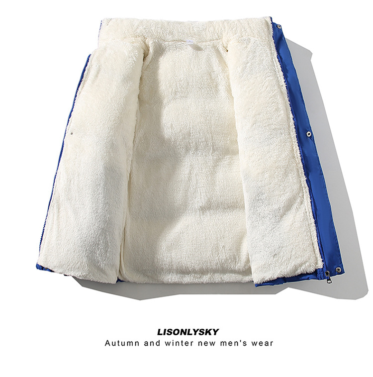 Dickes Herren-Winterjacken-Set mit Fleecefutter und Stehkragen, locker sitzender Freizeitmantel in Unifarben (M-5XL)_voghion.com