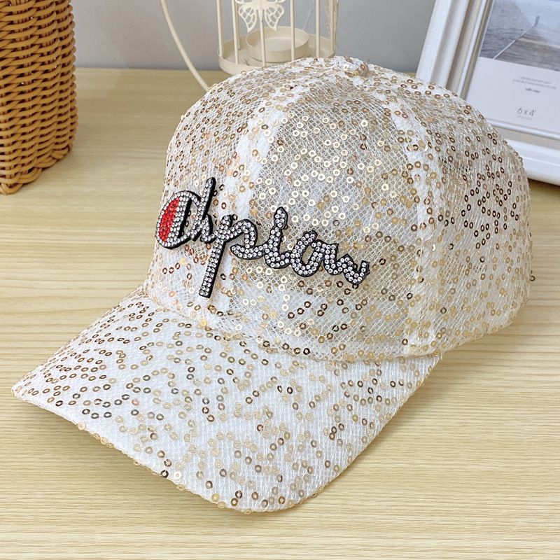 Versione coreana di Ins sottile pizzo maglia scavata traspirante paillettes baseball per donna estate sole protezione versatile_voghion.com