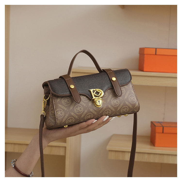 2023 New Fashion Hong Kong Style Retro Print Borsa quadrata portatile piccola Borsa a tracolla monospalla versatile_voghion.com