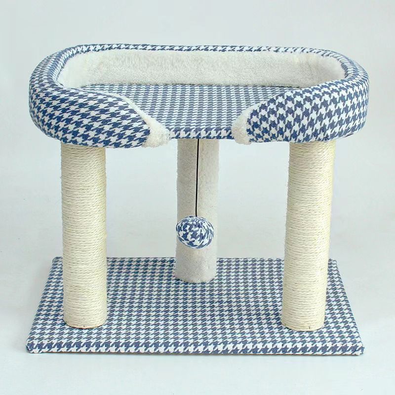 Tiragraffi per gatti con struttura pied de poule, integrato, salvaspazio, con palo in sisal per arrampicata_voghion.com