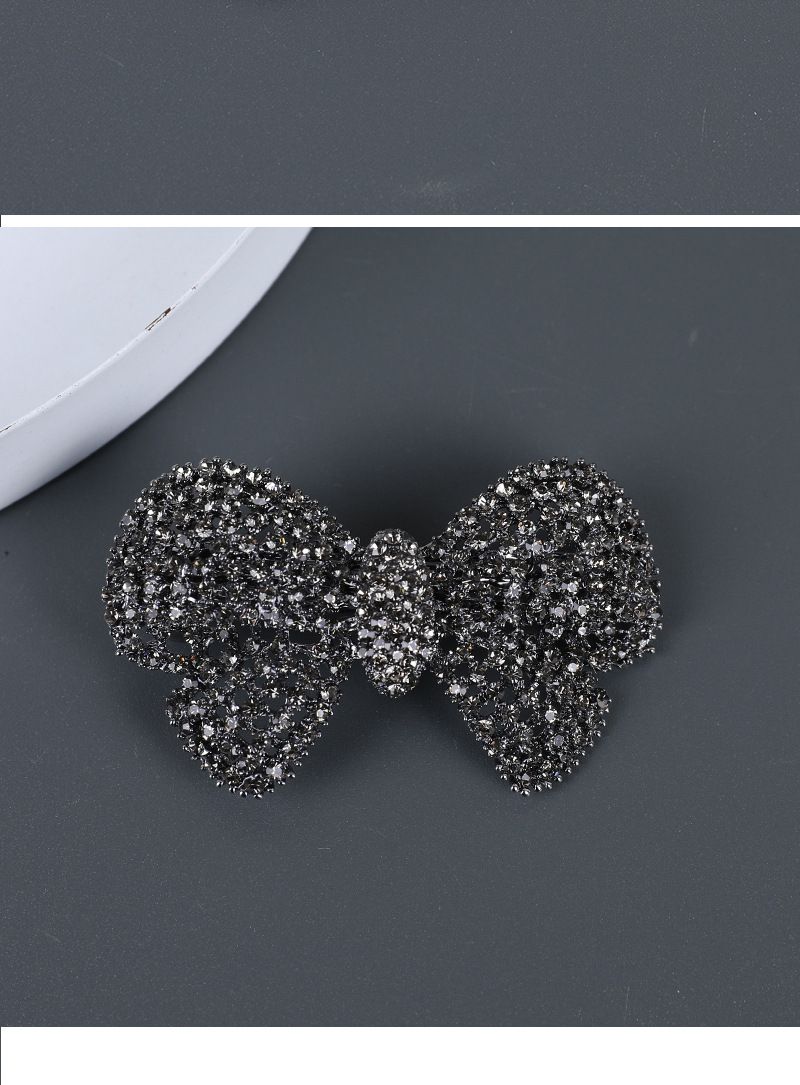 Acessório de cabelo com strass em liga coreana, cabelo meio preso, rabo de cavalo na parte de trás da cabeça, fecho horizontal, mola de laço_voghion.com