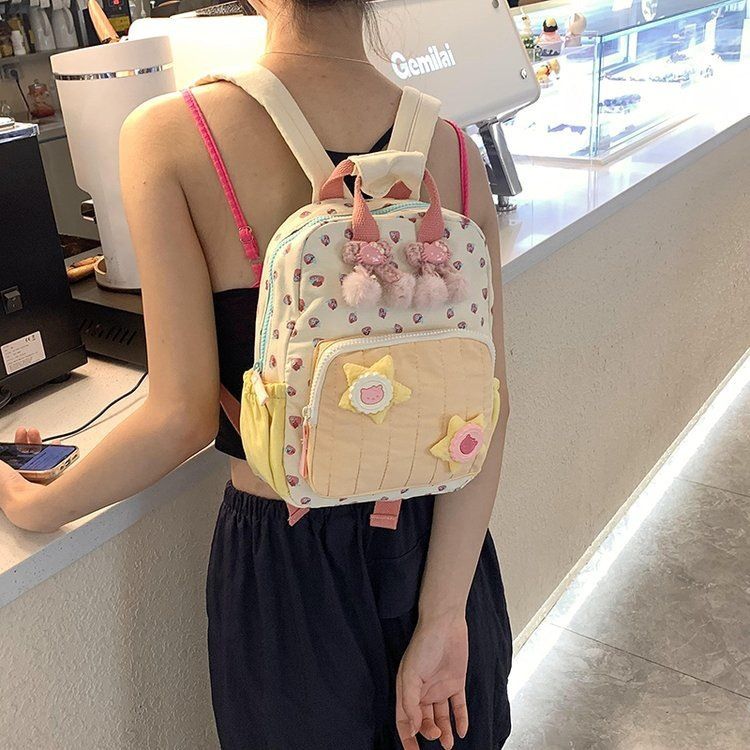 2025 Neie mëllen Dopamin Meedercher léiwe klenge Rucksack, Kanner Äerdbier Cartoon Stär Clash Faarf Mini Rucksack_voghion.com