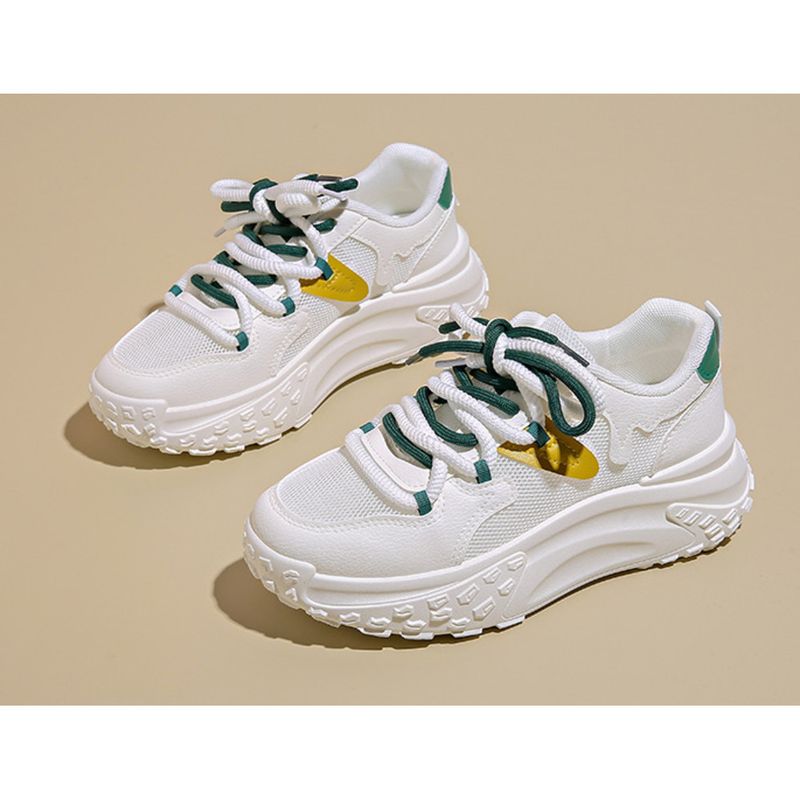 New Father Women 2024 Summer And Autumn Increase Breathable Thick Sole Net Surface Small White All Wear Shoes_voghion.com