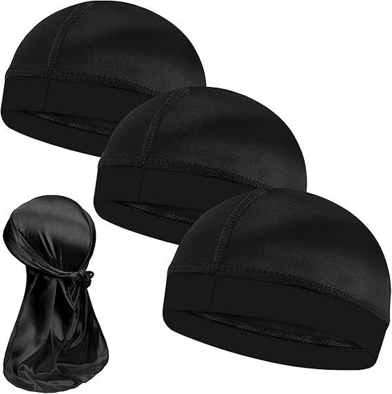 Unisex glatt silke bølgehette for menn Silkemyk Durag elastisk myk pustende silke har god komprimerbarhet_voghion.com