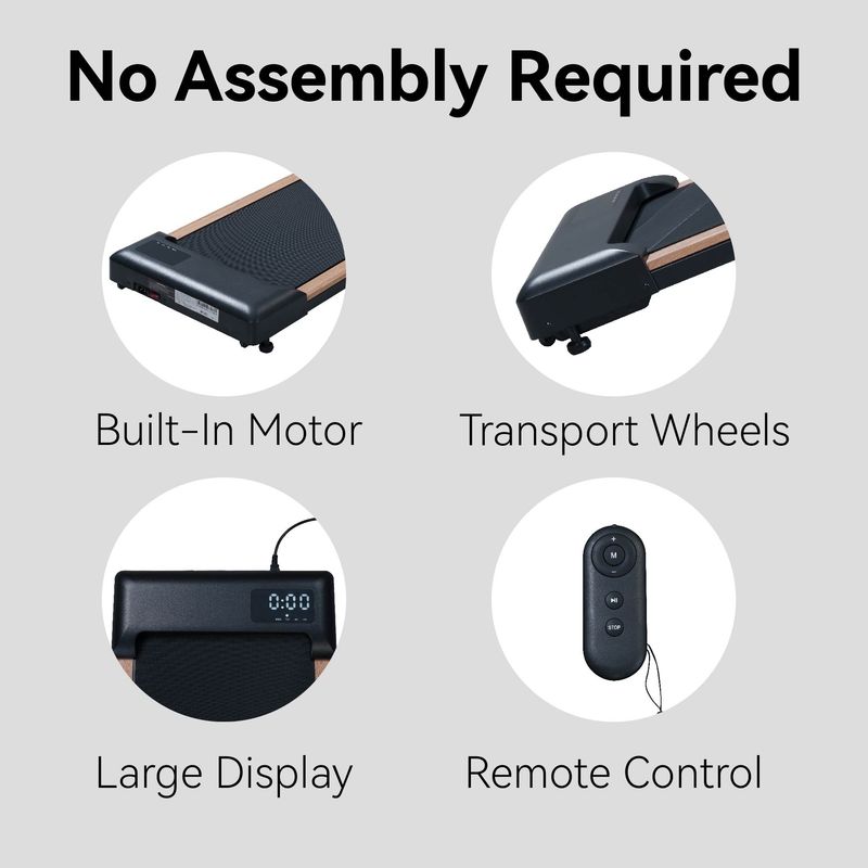 2.25HP Under Desk Treadmill, Portable Wood Walking Pad For Home & Office, Compact Running & Walking Machine With Remote Control, LED Display, Black_voghion.com