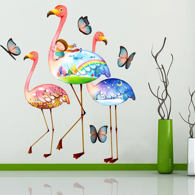 Nordic style flamingo butterfly PVC frosted CH81015 living room entrance decoration wall sticker_voghion.com