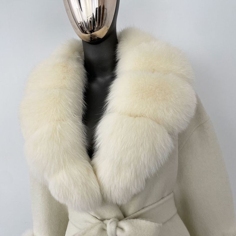 Luxuriöser doppelseitiger Wollmantel mit Fuchspelzkragen – Übergroßer Damen-Wintermantel, eleganter mittellanger Trenchcoat für Freizeit und Büro_voghion.com
