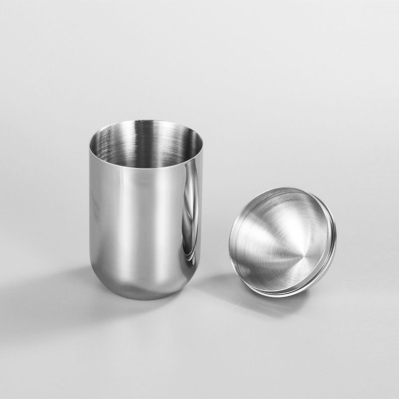 Stainless Steel Canister Jars with Lid Small Cylinder Storage Containers for Tea Sugar Coffee Beans Candy Snack and More_voghion.com