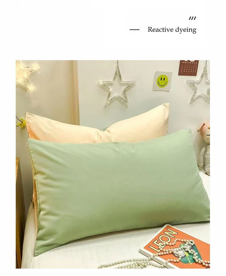 Solid Color Pillowcases Pair Washed Cotton Soft Core Thickened Pillowcase Single Dormitory Pillow Cover Minimalist Style_voghion.com