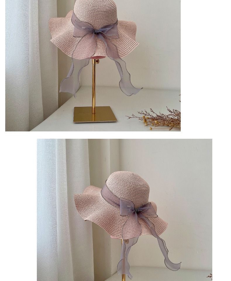 Summer large brimmed straw women's foldable beach UV resistant hat, sun protection hat_voghion.com