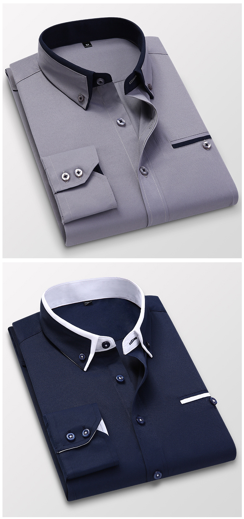 Camicia business a maniche lunghe, vestibilità slim casual casual a quadri coreani, camicia da uomo sottile non stirabile_voghion.com