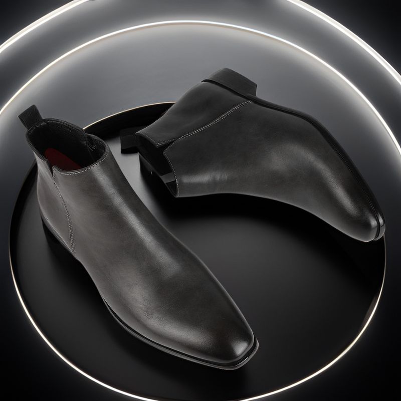 Scarpe con cerniera laterale di grandi dimensioni, stivaletti alla caviglia bassi versatili da uomo_voghion.com