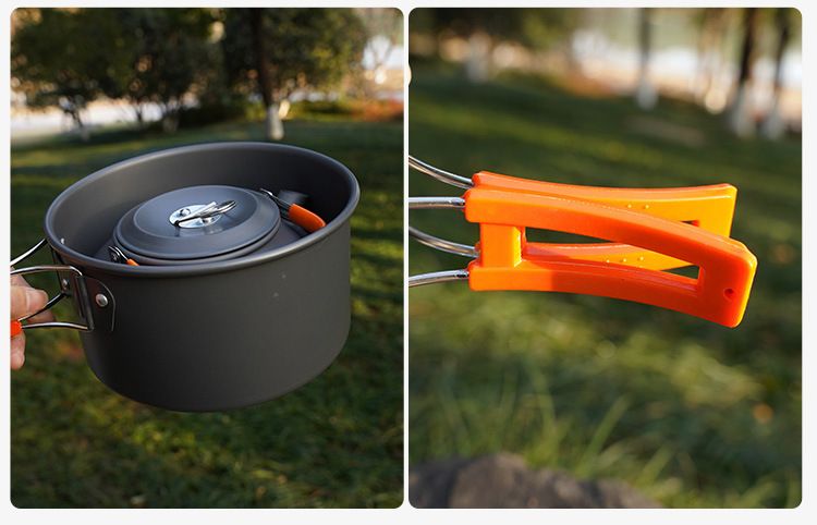 Forniture Set di pentole da campeggio con colorate pentole portatili da esterno con gancio rapido in saldo per 2-3 persone_voghion.com