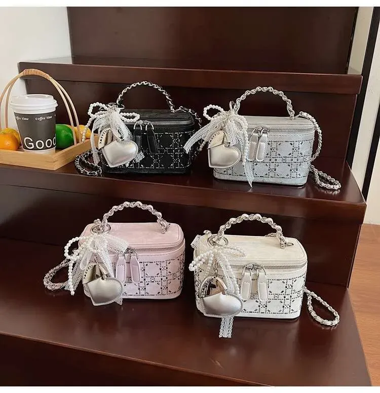 Borsa a tracolla piccola quadrata semplice in stile coreano, con catena di alta qualità, per donna, estiva_voghion.com