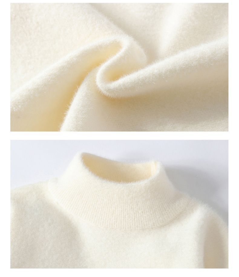 Men's Clothing Men's Winter Thickened Fleece-Lined Mock Fur Sweater, Semi-Turtle Neck Thermal Base Layer, Trendy & Versatile Warm Knitwear_voghion.com