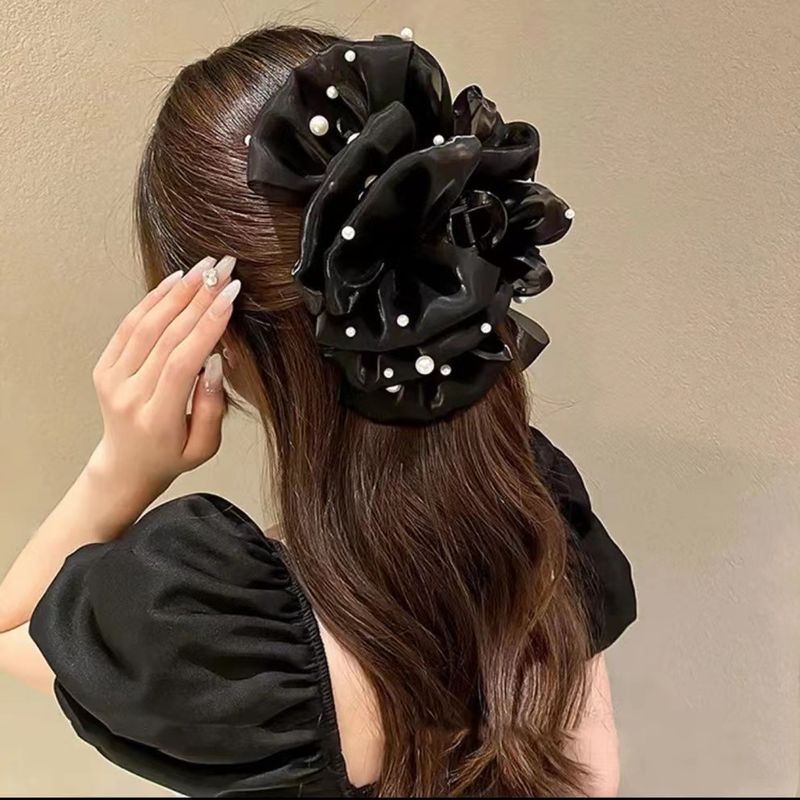 Clip 1PC Haar-Accessoire Haarnadel große Schleife Mädchen Blase Sand große Teenager-Mädchen Kopfschmuck Netz rot Rückseite des Kopfes Clip_voghion.com