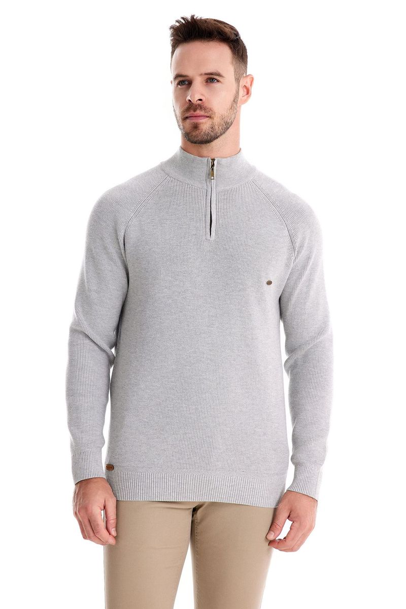 Herbst und Winter neuer halboffener Brustpullover mit langen Ärmeln, Stehkragen, einfarbig, vielseitiges, lässiges Herrenoberteil_voghion.com