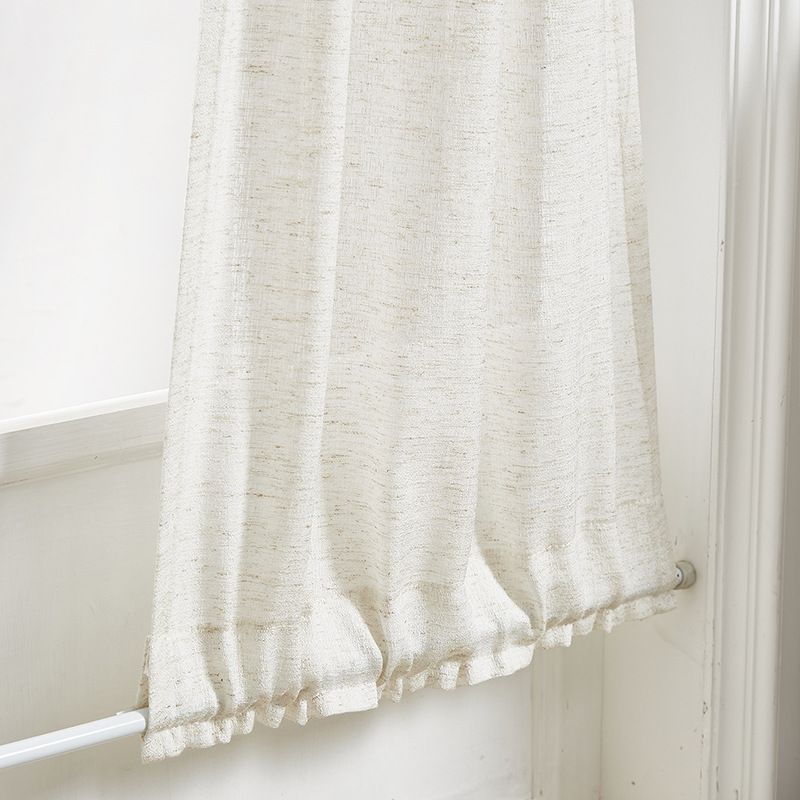 Cross Border Curtain Finished Product Rod Door Curtain Semi Light Blocking Solid Color Linen Gauze Curtain French Small Door Curtain Factory Direct Sales Wholesale_voghion.com