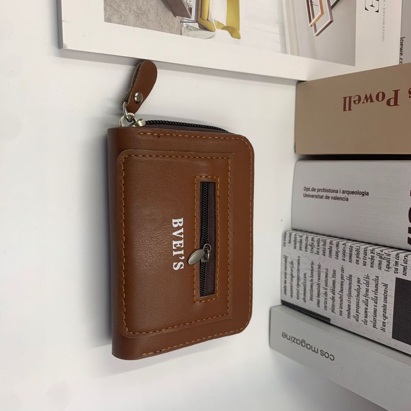 Cartera clásica a la moda para hombre, tarjetero, tarjetero de órgano, bolso para documentos de PU, cartera duradera con múltiples ranuras y cremallera a la moda_voghion.com