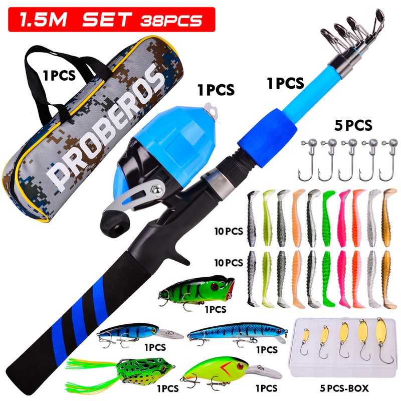 Beginner Set Mini Telescopic Lure Combination Short Section Sea Rod Fishing Gear_voghion.com