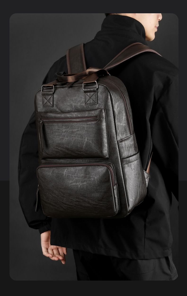 Retro Men's High-end Business Backpack, Large Capacity Trendy Outdoor Travel Bag, Commuting Computer Backpack_voghion.com