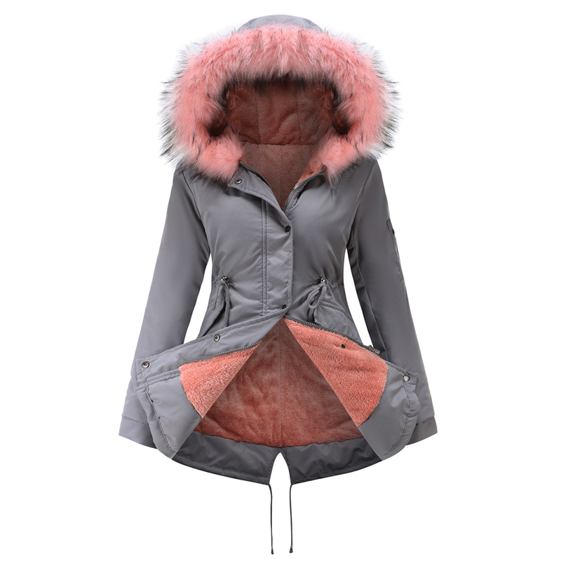 Women's parka cotton coat long hooded winter warm plus velvet coat plus cotton clothing_voghion.com