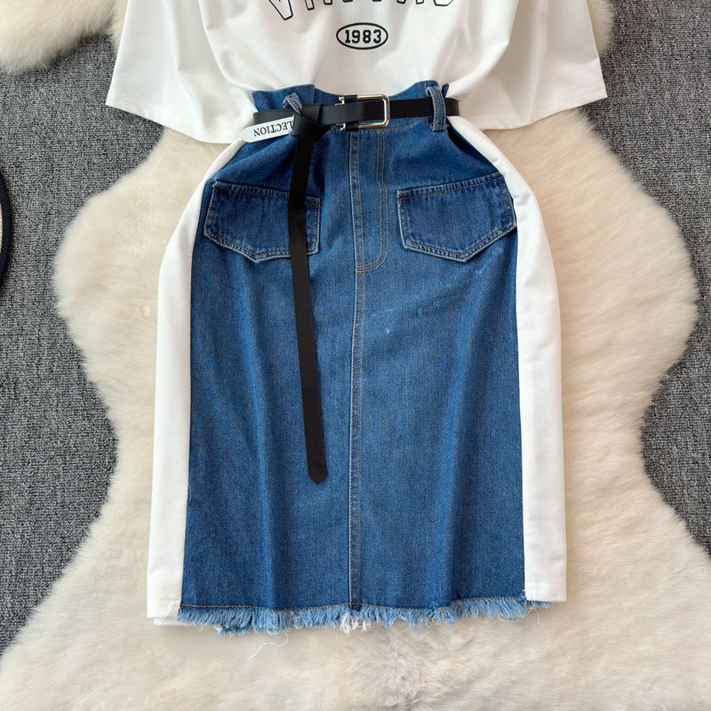 Maglietta a maniche corte verde scuro con stampa di lettere da donna, per l'estate, nuova, ampia, casual, versatile, a mezza manica, tendenza_voghion.com