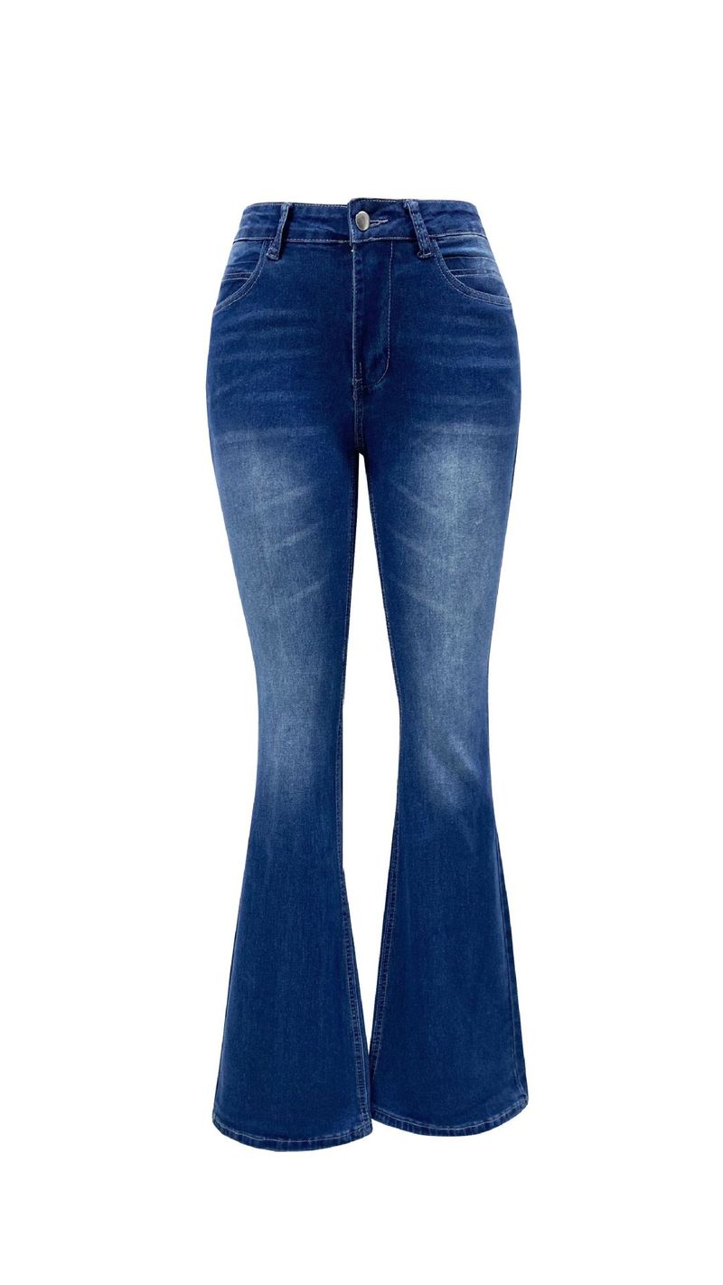 Pantalones vaqueros retro para mujer, ajustados, elásticos y micro acampanados_voghion.com