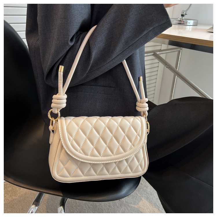 Geantă de damă versatilă, tip crossbody, cu un singur umăr, sub braț, cu broderie de romburi, geantă mică pătrată_voghion.com