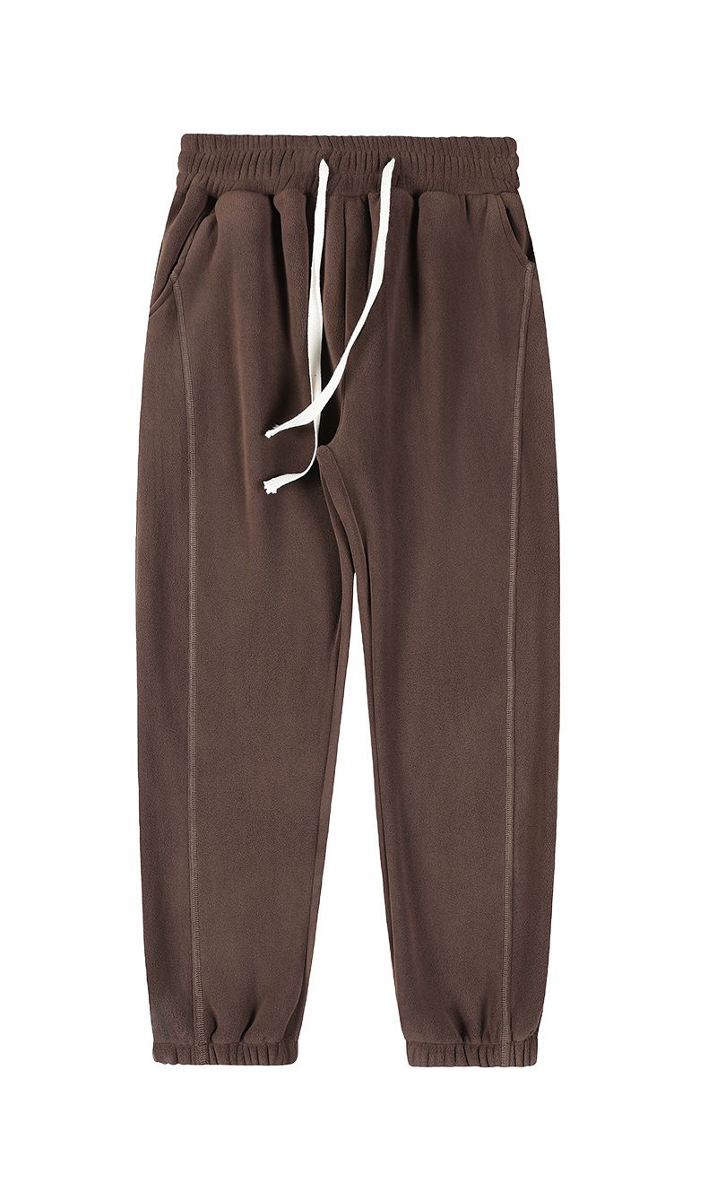 "Men's Fleece-Lined Jogger Pants, Winter Thermal Lounge Pants With Drawstring Waist, Thickened Polyester Casual Sweatpants_voghion.com