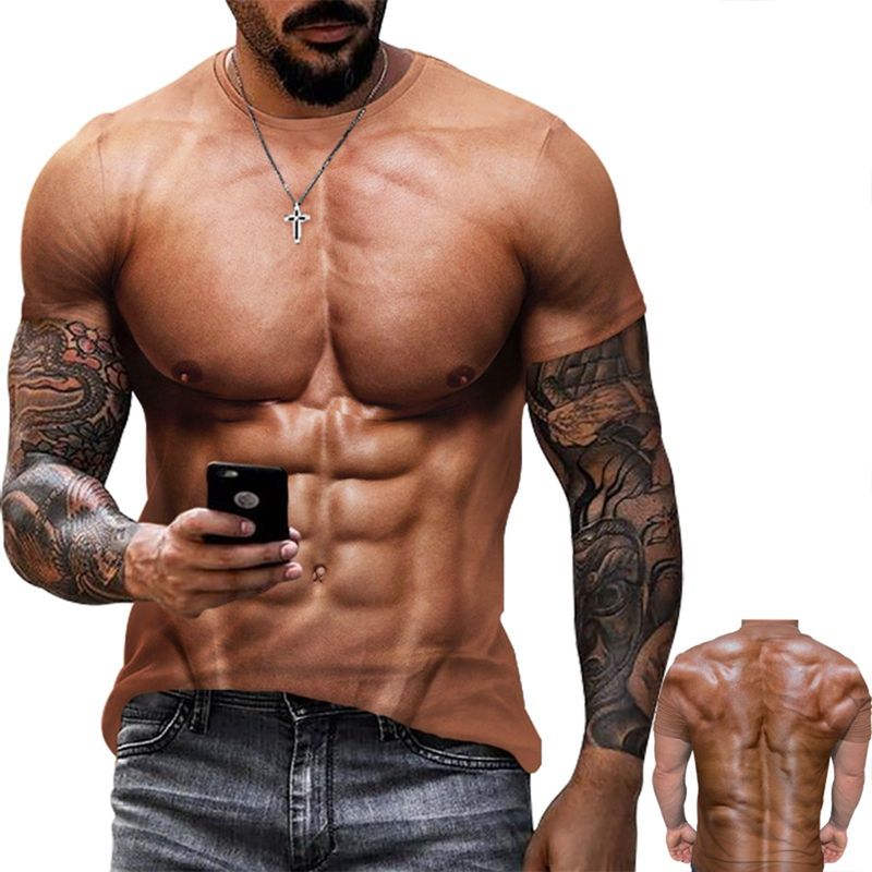 Summer Fashion Trend Fun 3D Printed Muscle Print Pattern T-shirt Casual And Comfortable Short Sleeved T-shirt_voghion.com