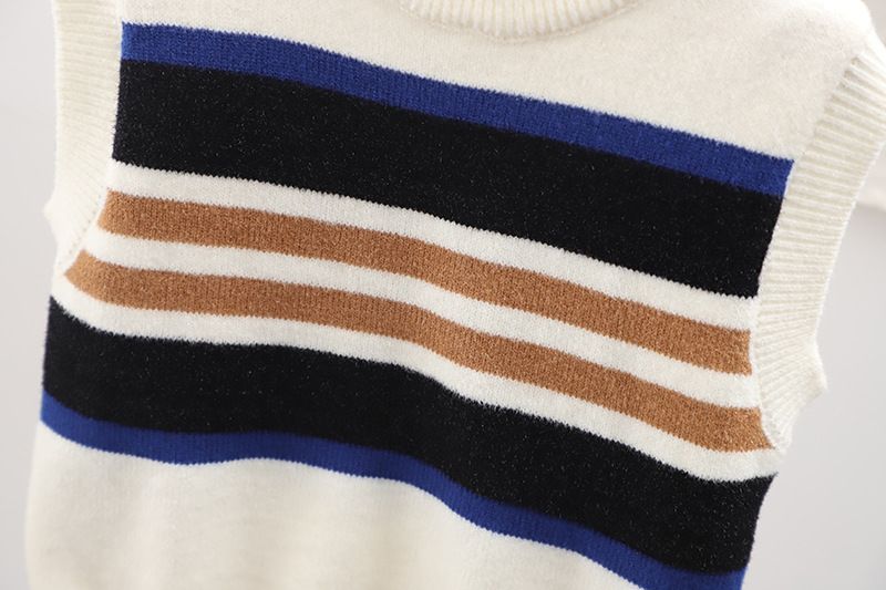Boys' Knit Vest - Soft & Stylish Striped Pullover For Kids (3-8 Years, 100-140cm) - Winter Spring Fall Casual Wear_voghion.com
