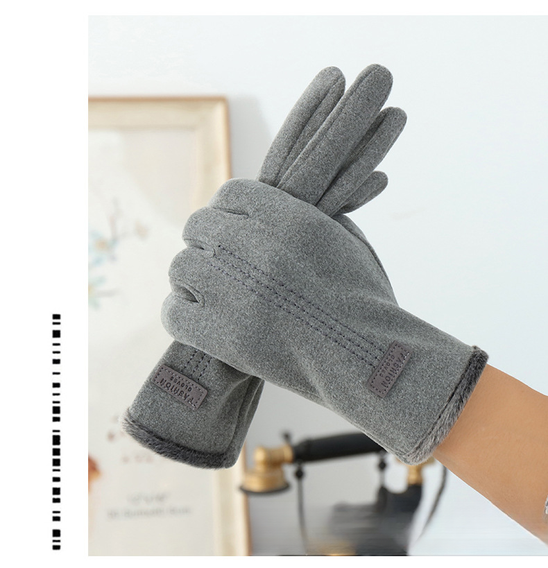 New De Rong Warm Gloves Thickened and Velvet Touchscreen Windproof Gloves Riding Touchscreen Warm Driving Sport_voghion.com