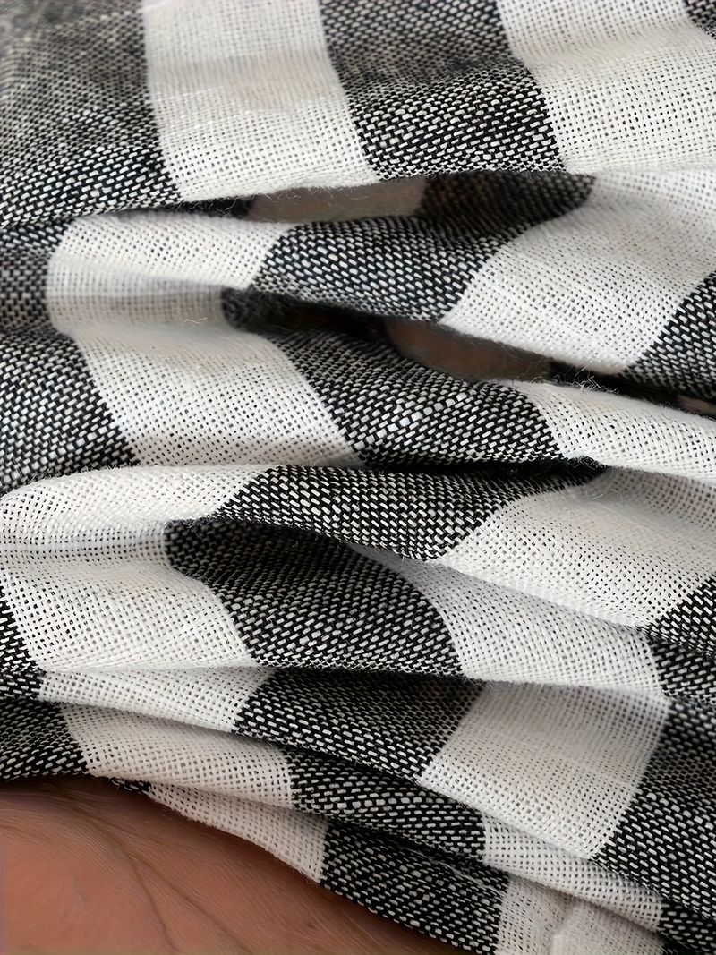 Lässiges, gestreiftes Langarmhemd zum Zuknöpfen für Herren – Baumwoll-Leinen-Mischung, leicht, atmungsaktiv, perfekt für Strandurlaube, Verabredungen und als Geschenk._voghion.com