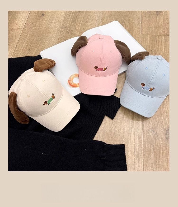 Screaming Sausage Dog Baseball Female Ins Funny Ears Pinching Sunshade Versatile Face Showing Small Duck Tongue Hat_voghion.com
