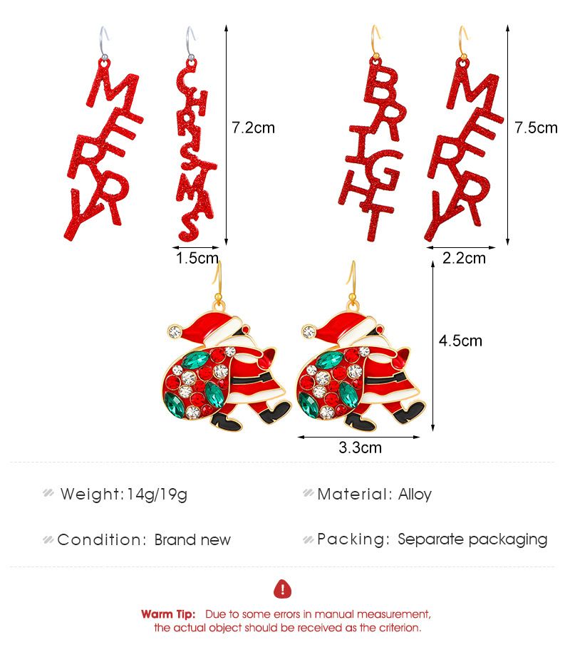 New Christmas Earrings ins Fashion Creative Santa Claus Earrings English Letter Earrings Holiday Gifts_voghion.com