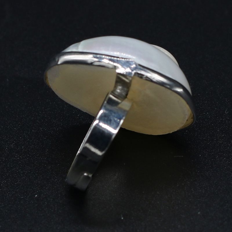 2025 New Arrivals Retro style women's simple round natural shell stone fashionable index finger fingertip rings, girls' jewelry_voghion.com