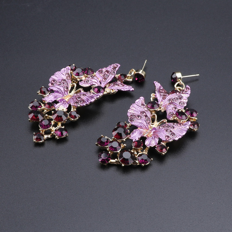 Set di gioielli da donna, da sposa, con cristalli austriaci a grappolo, collana e orecchini_voghion.com